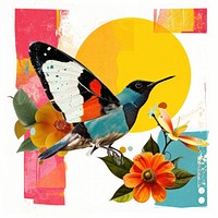 Retro Collages whit butterflys collage art painting.