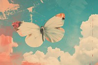 Dreamy Retro Collages whit butterfly sky painting outdoors.