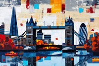 The London Bridge city cityscape painting.