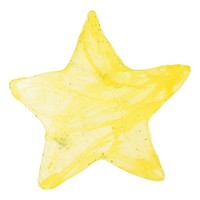 Yellow star shape marble distort shape paper white background vibrant color.