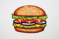 Burger in embroidery style food hamburger vegetable.