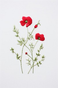 Wildflower in embroidery style poppy plant petal.