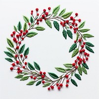 Holly wreath in embroidery style pattern celebration creativity.