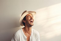 Man laughing shouting adult relaxation.