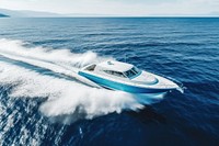 Large speed boat moving at high speed vehicle boating sailing.