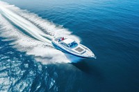 Large speed boat moving at high speed vehicle sailing boating.
