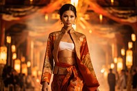 Thai female model fashion tradition clothing.