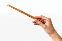 Hand using wood chopsticks white background weaponry holding.