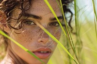 Latina Brazilian girl freckle skin nature.