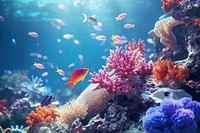 Healthy corals and fish sea aquarium outdoors.