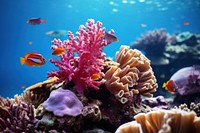 Healthy corals and fish sea underwater aquarium.