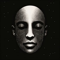 Silkscreen illustration of a man head portrait black photography.