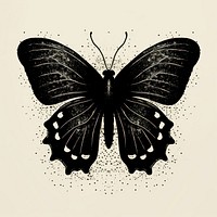 Silkscreen illustration of a butterfly animal black art.