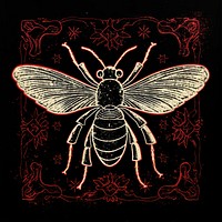 Silkscreen illustration of insects art animal bee.
