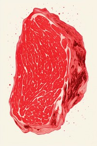 Silkscreen illustration of meat steak beef food.