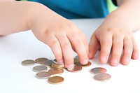 Coins hand finger child. AI generated Image by rawpixel.