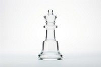 Chess king shape glass minimal white white background chessboard.