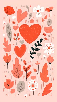 Flowers and hearts pattern drawing backgrounds.