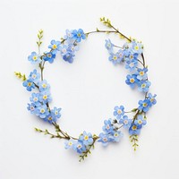  Real pressed forget me not flowers blossom jewelry wreath. AI generated Image by rawpixel.