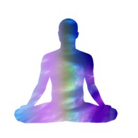 A holography man doing meditation silhouette spirituality sports adult.