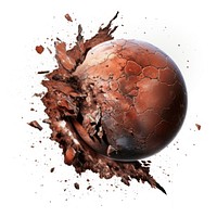 Picture of Mars hit by a meteorite space white background splattered. AI generated Image by rawpixel.