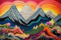 Mountain with rainbow landscape painting pattern.