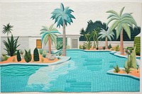 Swimming pool pastel color architecture painting outdoors.