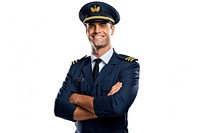 A pilot officer adult white background.