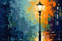  Pixellated raining day and street lamp backgrounds painting abstract. AI generated Image by rawpixel.