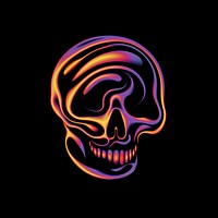 A skull icon night black background illuminated.
