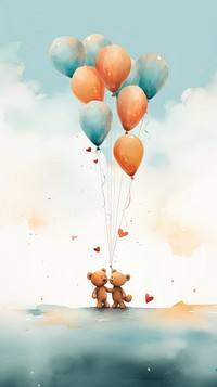 Cute bears hugging balloon vehicle toy.
