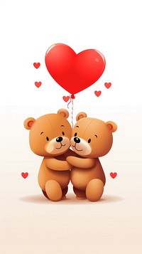 Cute bears hugging balloon heart toy.