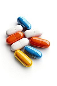 Medicine capsules pill white background antioxidant.