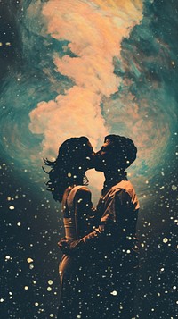 Love romantic kissing galaxy.