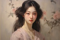 Korean girl painting portrait adult.