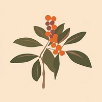 Illustration of a simple coffee plant flower leaf art.