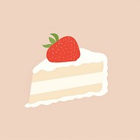 Illustration of a simple slice of strawberry shortcake dessert cream fruit.