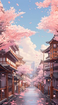  Pastel japan aesthetic street city road. AI generated Image by rawpixel.