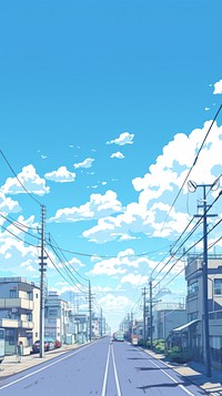  Urban street in japan with blue sky architecture outdoors building. AI generated Image by rawpixel.