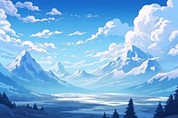 Snow mountain landscape backgrounds panoramic.