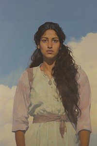 Indian woman portrait painting face.