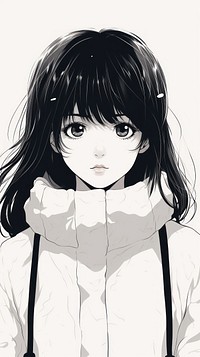  Japanese kawaii girl wallpaper white manga anime. AI generated Image by rawpixel.