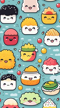  Japanese kawaii food wallpaper backgrounds dessert pattern. AI generated Image by rawpixel.