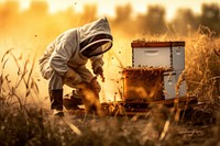 Honey beehive harvest apiary.