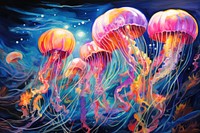 Jellyfish invertebrate creativity underwater. AI generated Image by rawpixel.