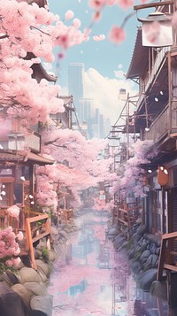  Pastel japan aesthetic architecture building outdoors. AI generated Image by rawpixel.