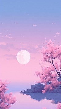 Pastel pink and purple and blue japanese aesthetic wallpaper outdoors nature plant. AI generated Image by rawpixel.