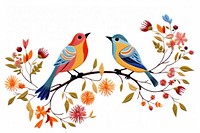 2 bird in embroidery style animal togetherness creativity.