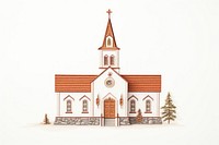 Church in embroidery style architecture building steeple.
