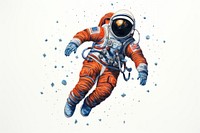 Astronaut floating in the space in embroidery style futuristic astronomy clothing.